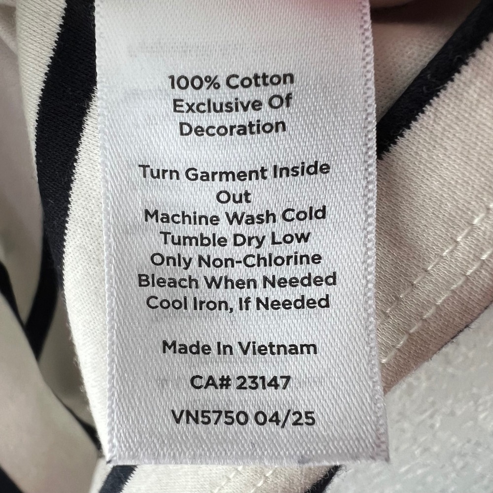 Talbots Striped Lace Trim Mock Neck Top Black White Cotton Long Sleeve Large L - Picture 7 of 8